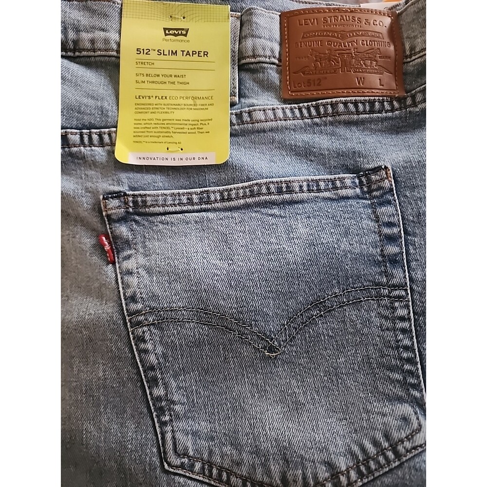 Levi's Jeans 512 Slim Tapered 48x34 Premium Denim Blue Men’s NWT L100 Stretch